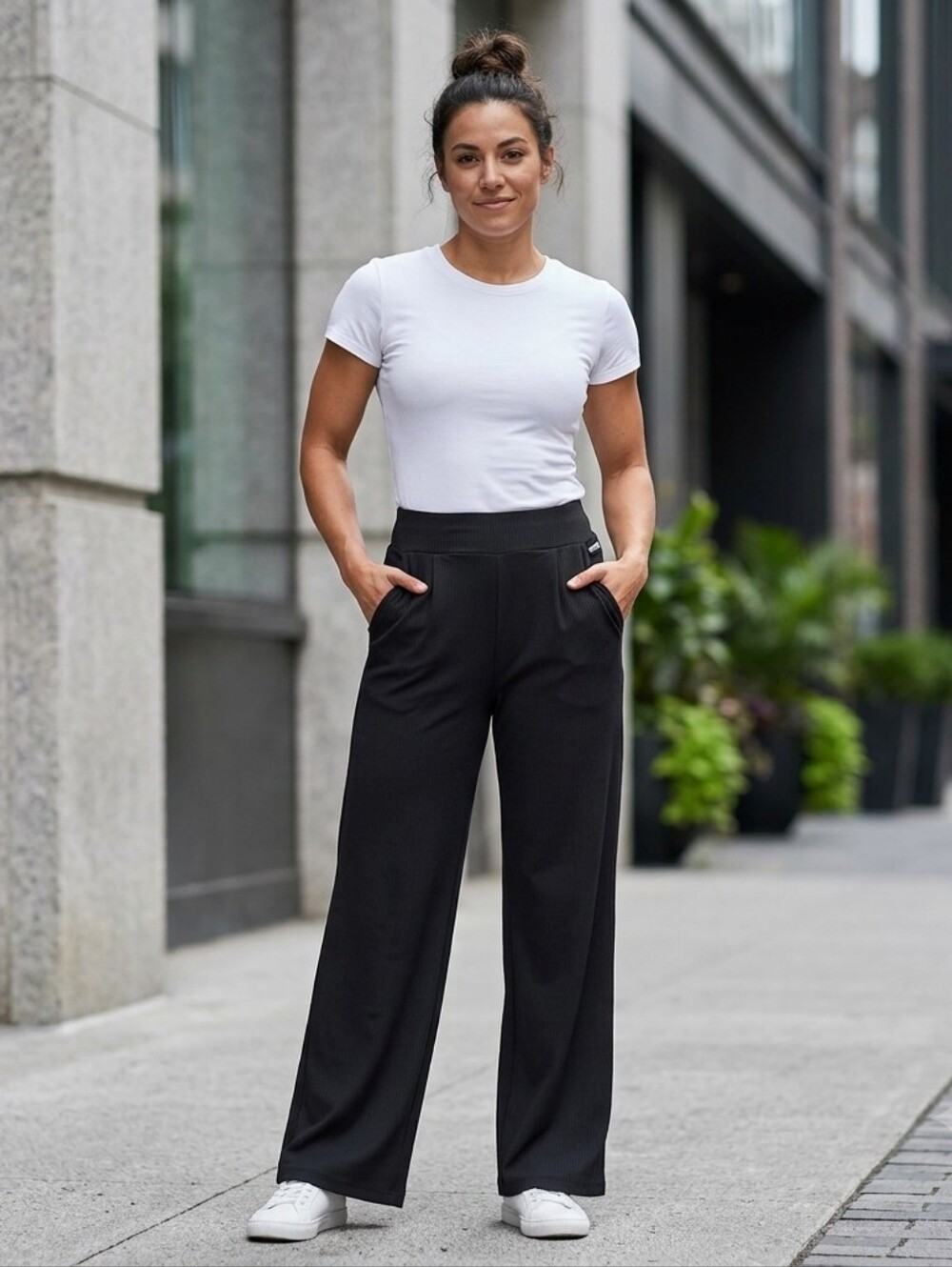 Halara Pants Wide Leg Black Hise Rise Stretchy